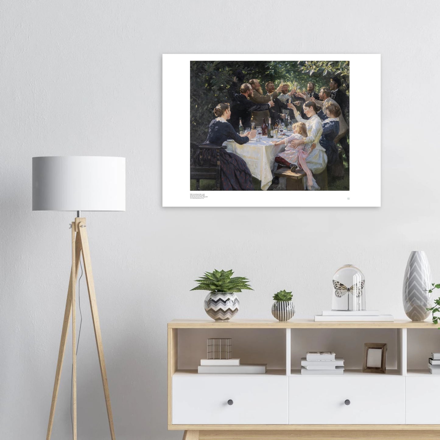 P.S. Krøyer, ‘Hip, Hip, Hurrah! Artists’ Party, Skagen’ (1888) — Danish art poster with summer light and celebration under trees on wall 100x70 40x28