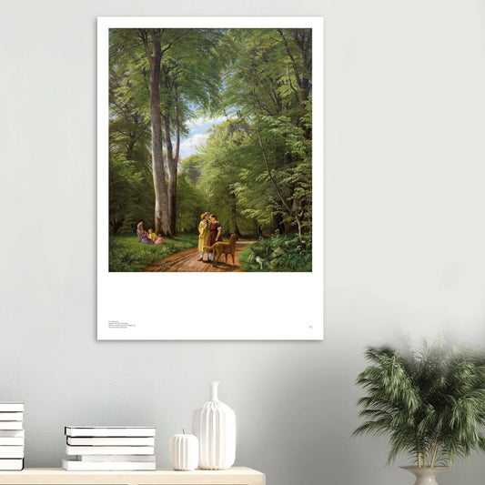 P.C. Skovgaard, ‘Beech Forest in May’ (1857) — Danish landscape poster with spring beech grove and dappled light on wall 100x70 40x28