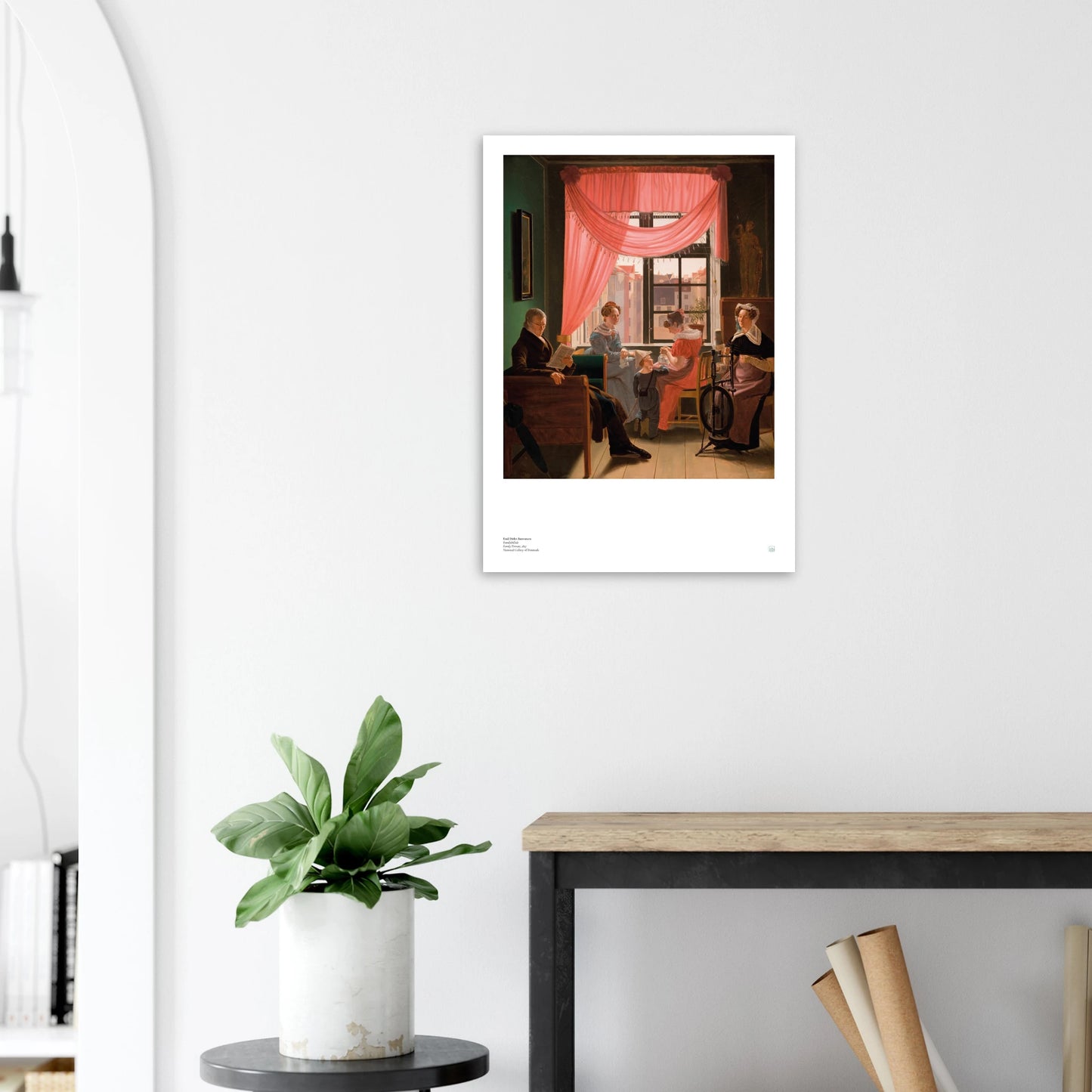 Emil Ditlev Bærentzen, ‘Family Portrait’ — Danish Biedermeier poster with intimate family interior, warm neutrals, and refined composition on wall.