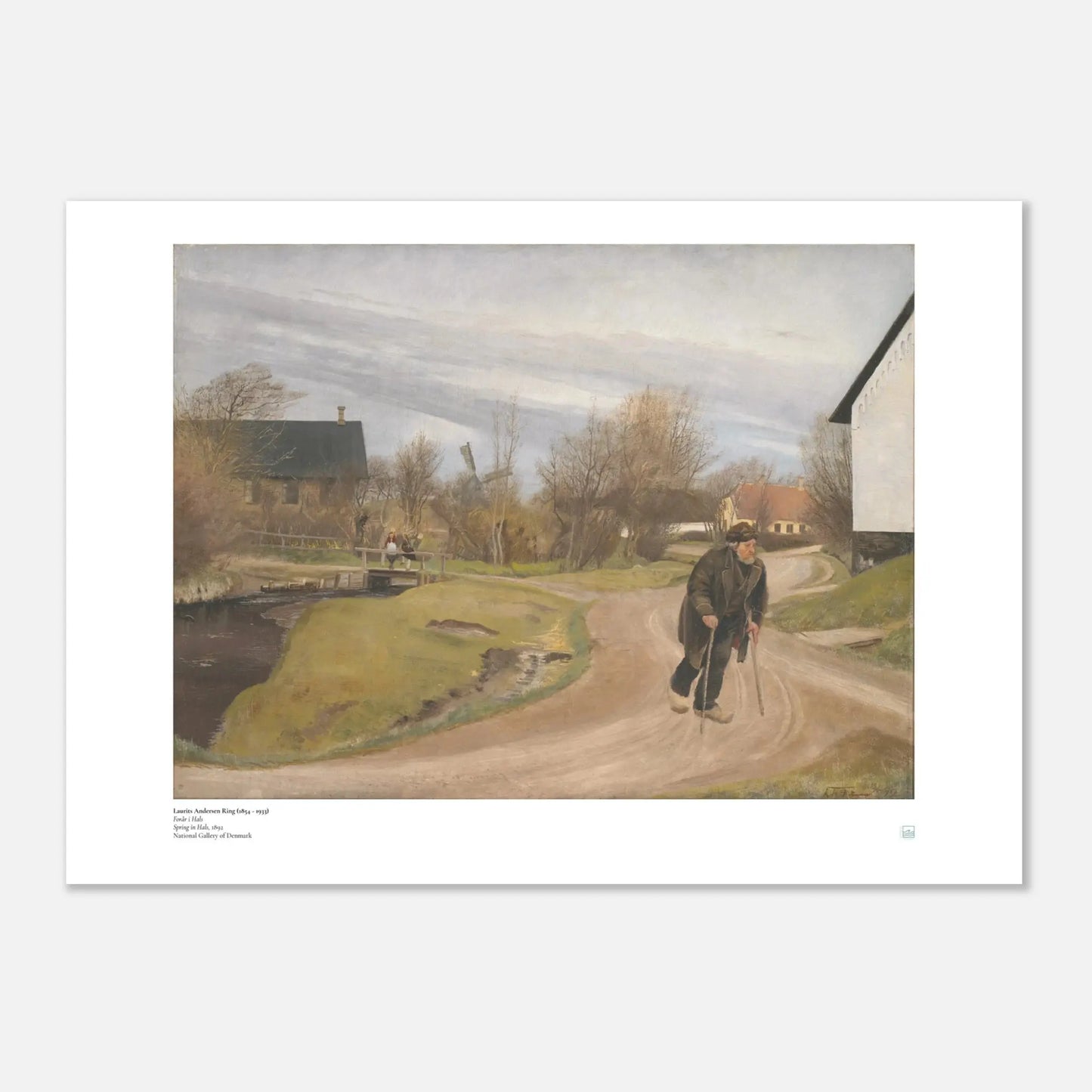 L.A. Ring, ‘Spring in Hals’ — Danish realism poster with fresh spring light over a quiet village scene in soft, natural tones.