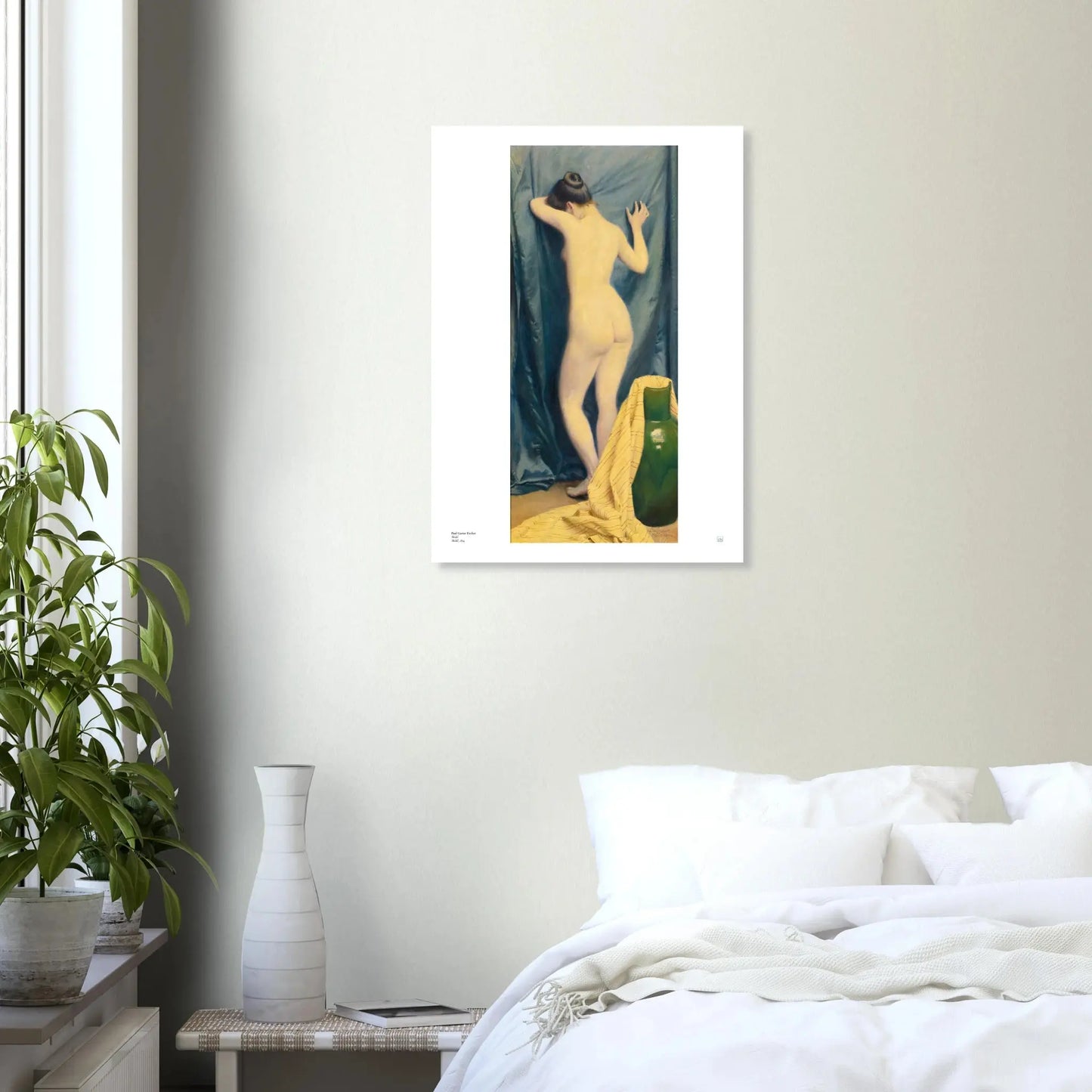 Paul Gustave Fischer, ‘Model’ — Danish poster with refined studio interior, poised figure, and soft, neutral light on wall.