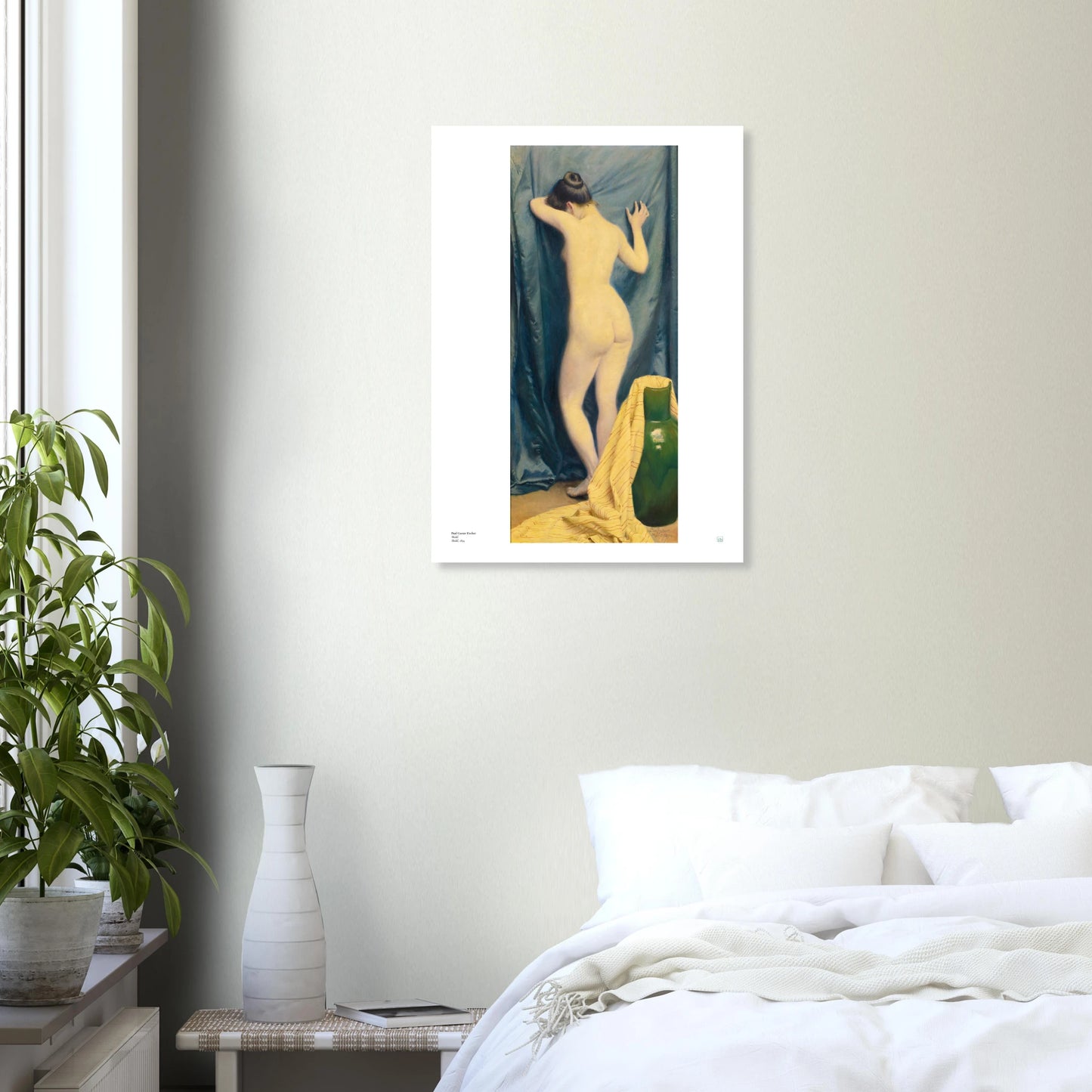 Paul Gustave Fischer, ‘Model’ — Danish poster with refined studio interior, poised figure, and soft, neutral light on wall.