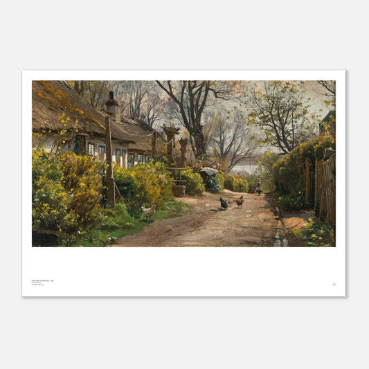 Peder Mørk Mønsted, ‘A Summer Day’ (1914) — Danish landscape poster with sunlit summer foliage, lifelike detail, and calm atmosphere.