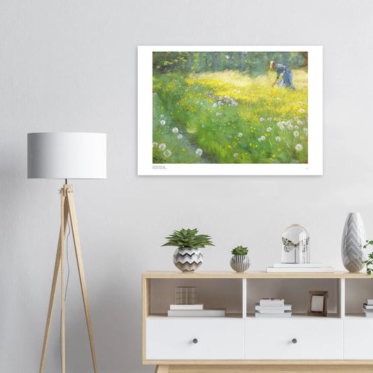 P.S. Krøyer, ‘Marie Krøyer in the Garden at Skagen’ (1892) — Danish portrait poster with soft Skagen light, flowering garden, and poised figure on wall.