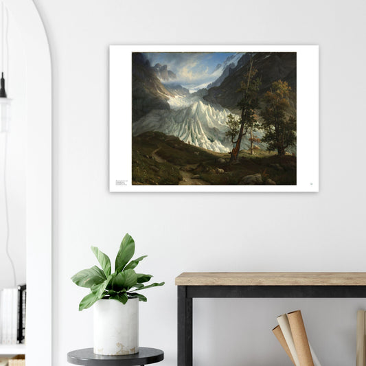 Thomas Fearnley Grindelwaldgletscheren Norwegian art print poster shown framed on a wall in a Scandinavian interior