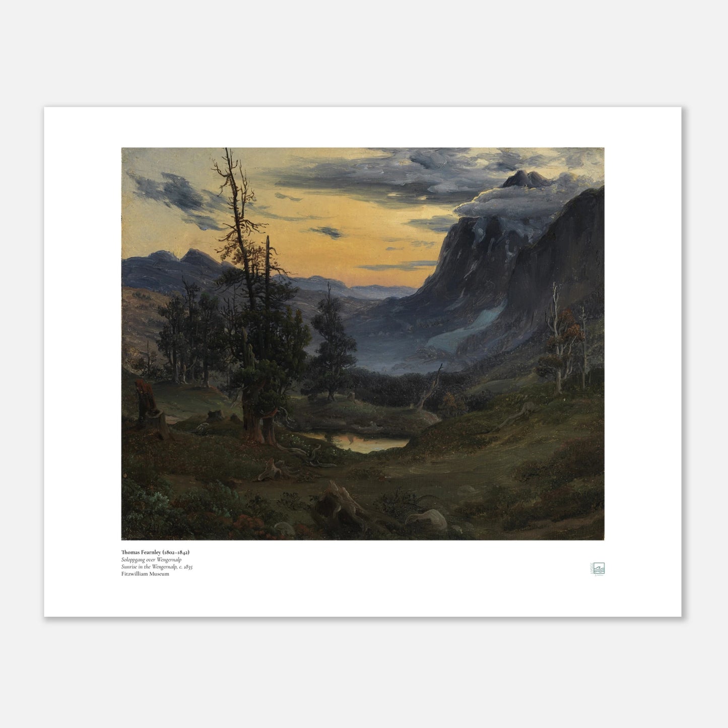 Thomas Fearnley Sunrise in the Wengernalp Norwegian art print poster in 30 x 40 cm