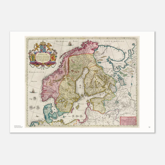 Svecia, Dania, Et Norvegia | Antique Scandinavia Map Print (1665)