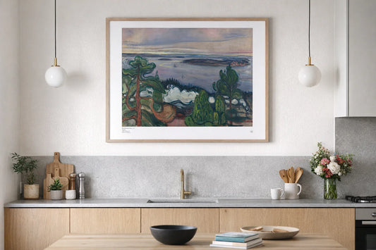 Munch norwegian art print used as decoration for cosy home in kitchen