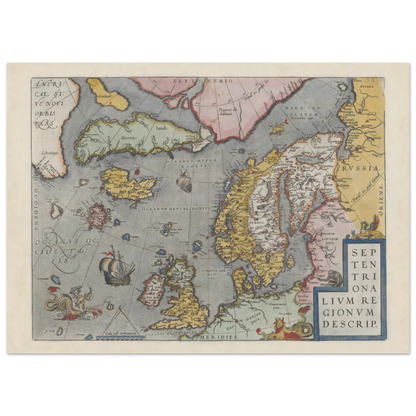 16th century Scandinavian map print by Ortelius