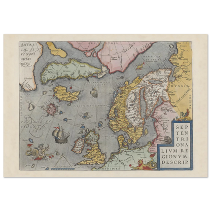Abraham Ortelius Septentrionalium Regionum Descrip Scandinavia map print