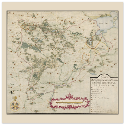 Antique Danish map of Fyn on wall