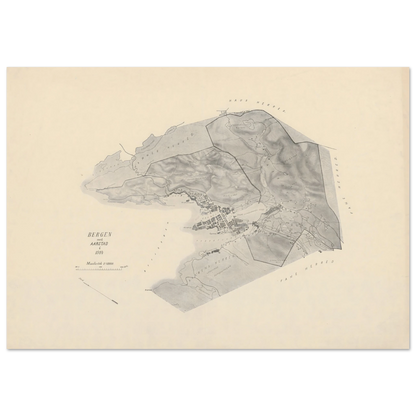 Bergen and Aarstad 1914 map print Norwegian wall art