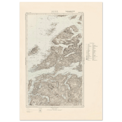 Bodø 1940 historic Norway map print