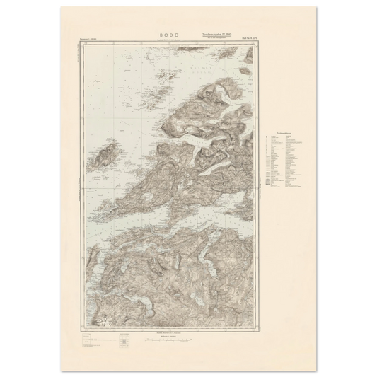 Bodø 1940 historic Norway map print
