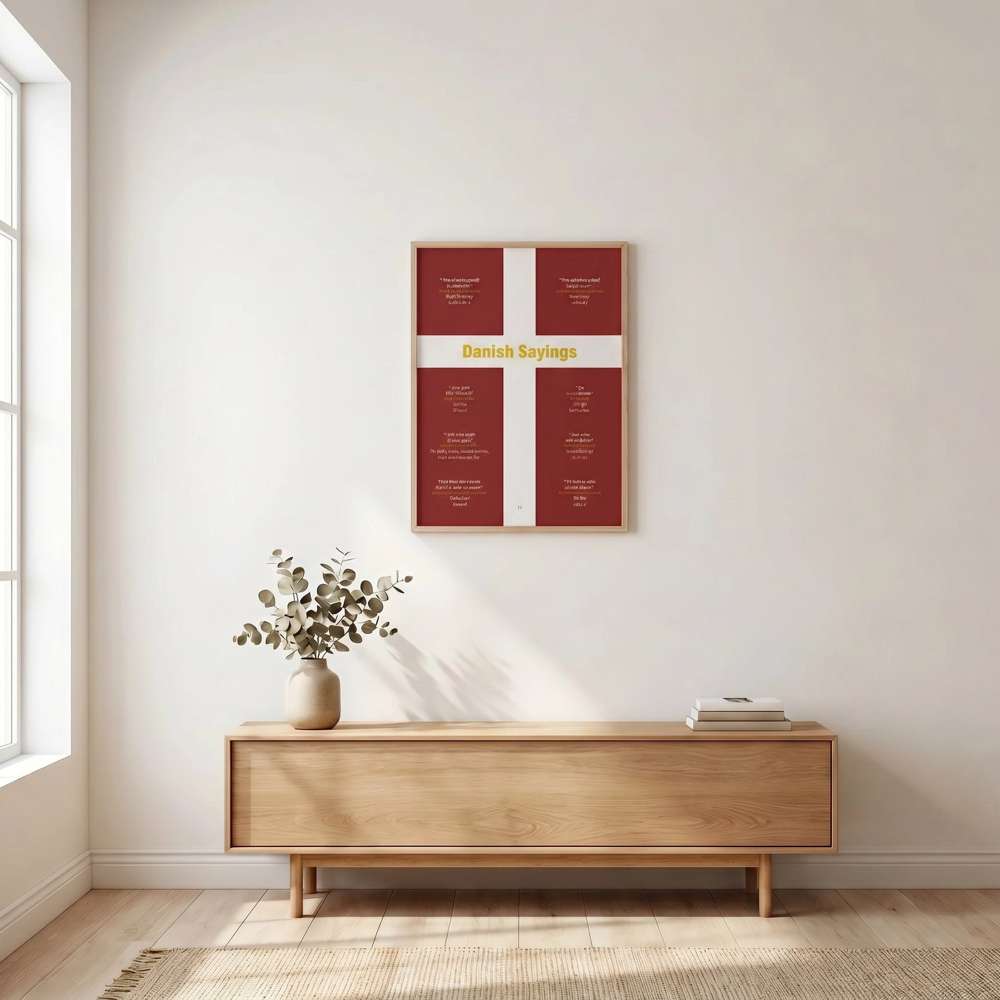 Danske ordsprog på det danske flag | Skandinavisk sprog- og kulturplakat