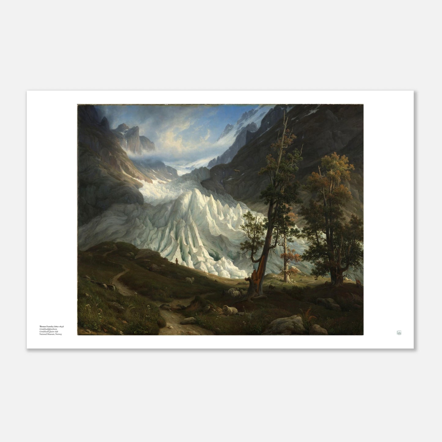 Grindelwaldgletscheren by Thomas Fearnley Norwegian mountain art print in 60 x 90 cm