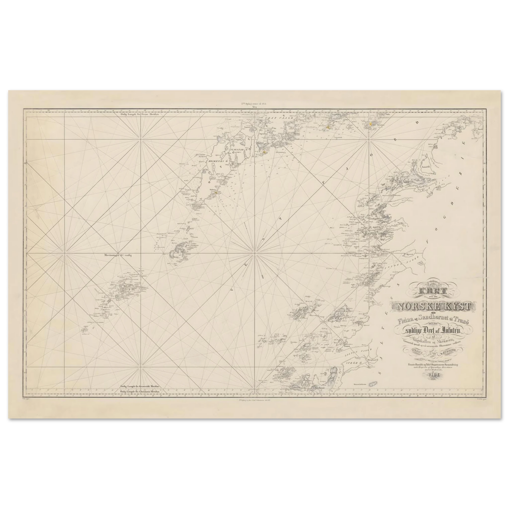 Historical Nordland coast map poster