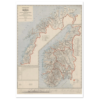 Historical Norway map poster for heritage homes