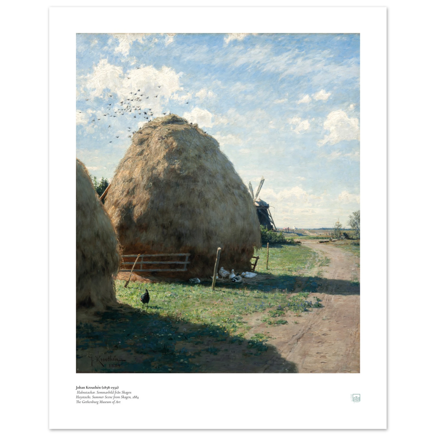Johan Krouthén's masterpiece, Halmstackar. Sommarbild från Skagen (Haystacks: Summer Scene from Skagen, 1884).