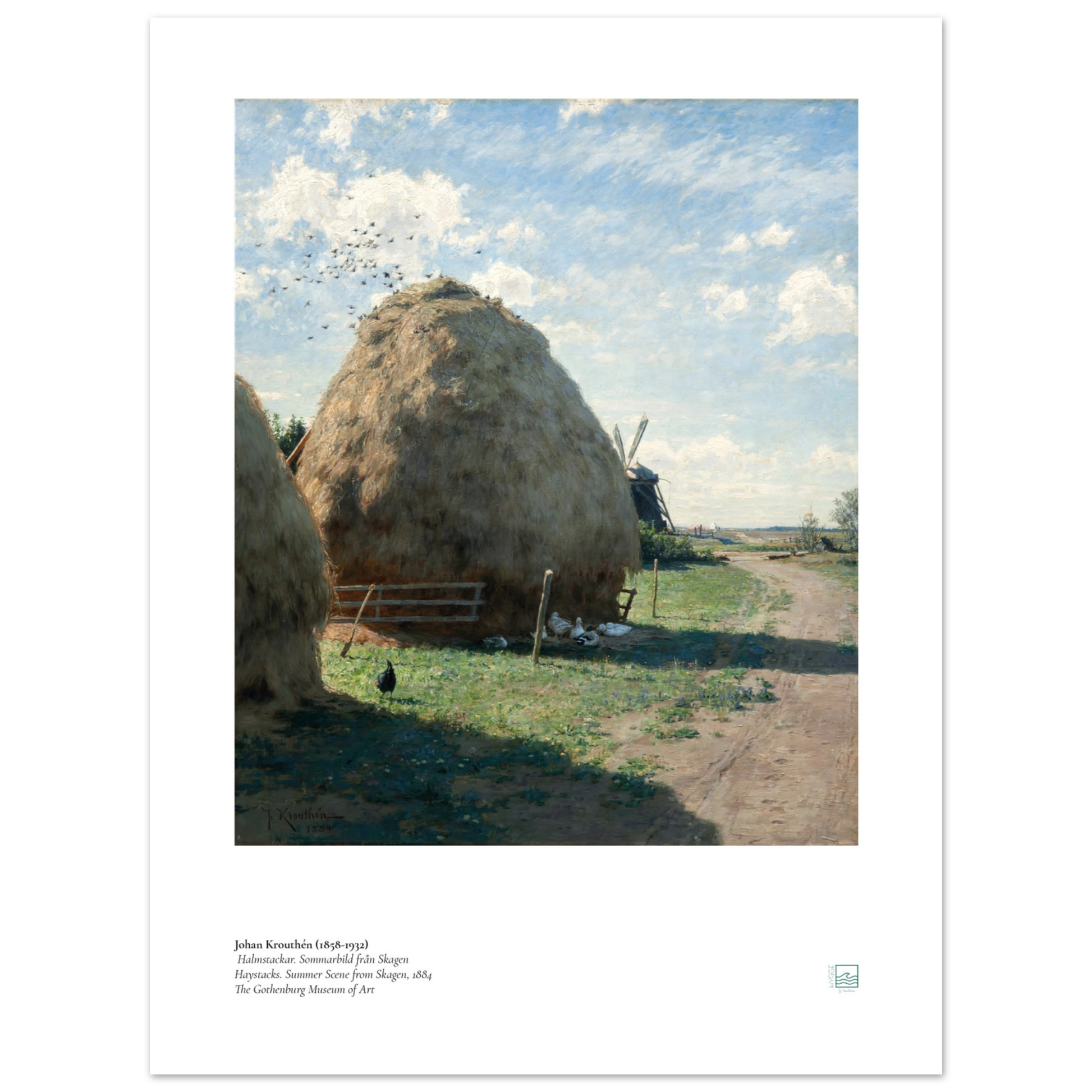Johan Krouthén's masterpiece, Halmstackar. Sommarbild från Skagen (Haystacks: Summer Scene from Skagen, 1884).