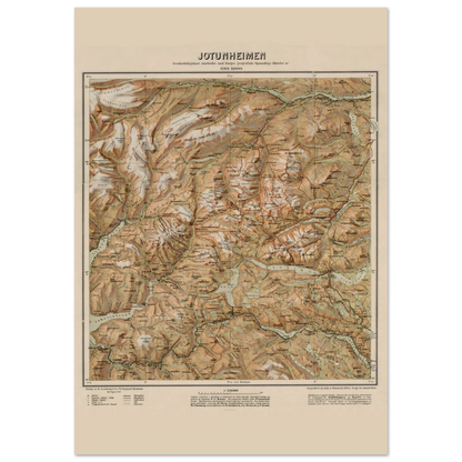 Jotunheimen 1917 map print Norwegian historical wall art