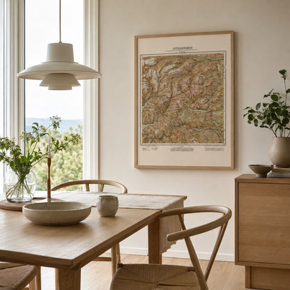 Jotunheimen 1917 map print on wall