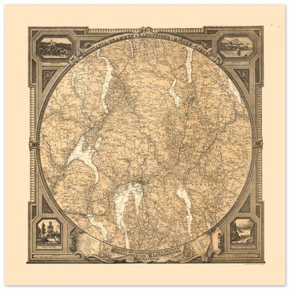 Kristiania Amt 1870 map print Norwegian historical wall art