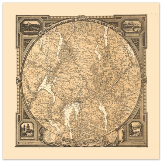 Kristiania Amt 1870 map print Norwegian historical wall art