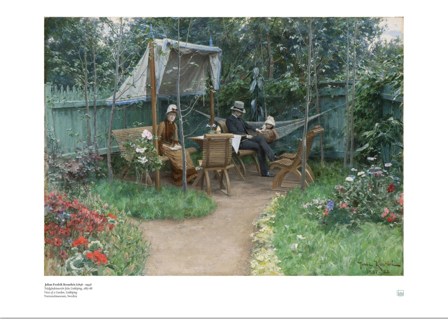 Krouthén, Johan Fredrik: Trädgårdsinteriör från Linköping - Swedish Art Print (Poster)