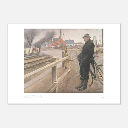 L.A. Ring, ‘When the Train Is Due’ (1914) — Danish realism poster with railway crossing at Roskilde Road, moody twilight and clean geometry.