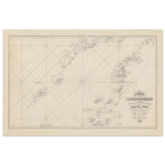 Lofoten and Bodø map print from 1838 Norwegian coastal chart