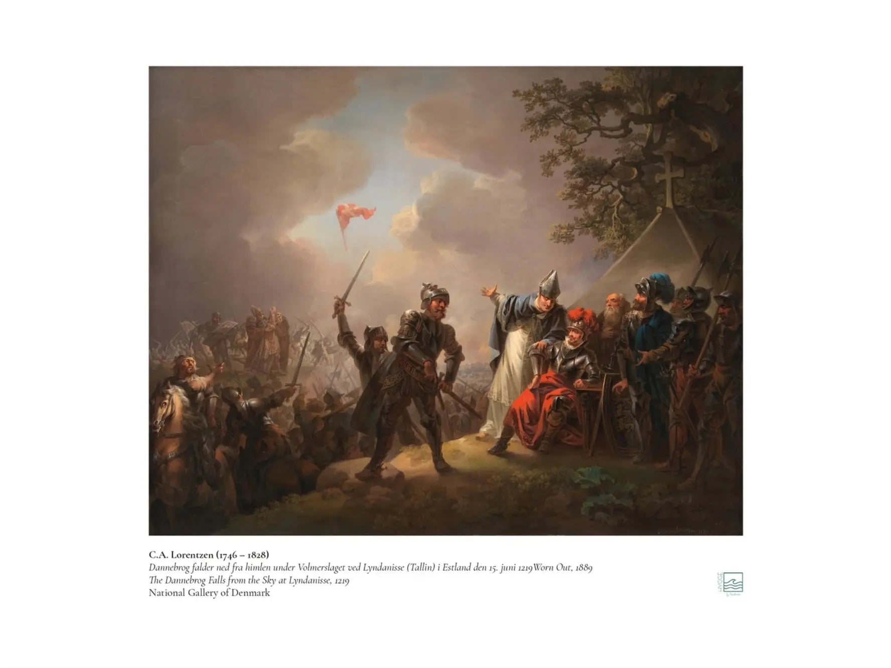 C.A. (Christian August) Lorentzen: Dannebro Falling From the Sky. Danish, Scandinavian art print