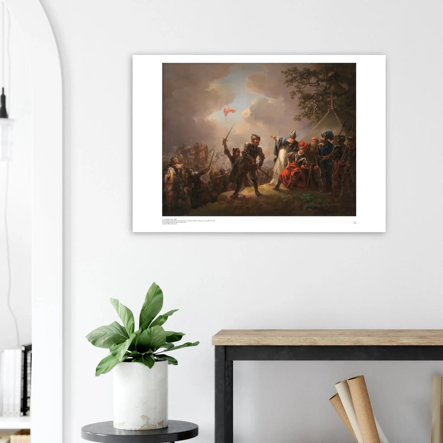 C.A. (Christian August) Lorentzen: Dannebro Falling From the Sky. Danish, Scandinavian art print