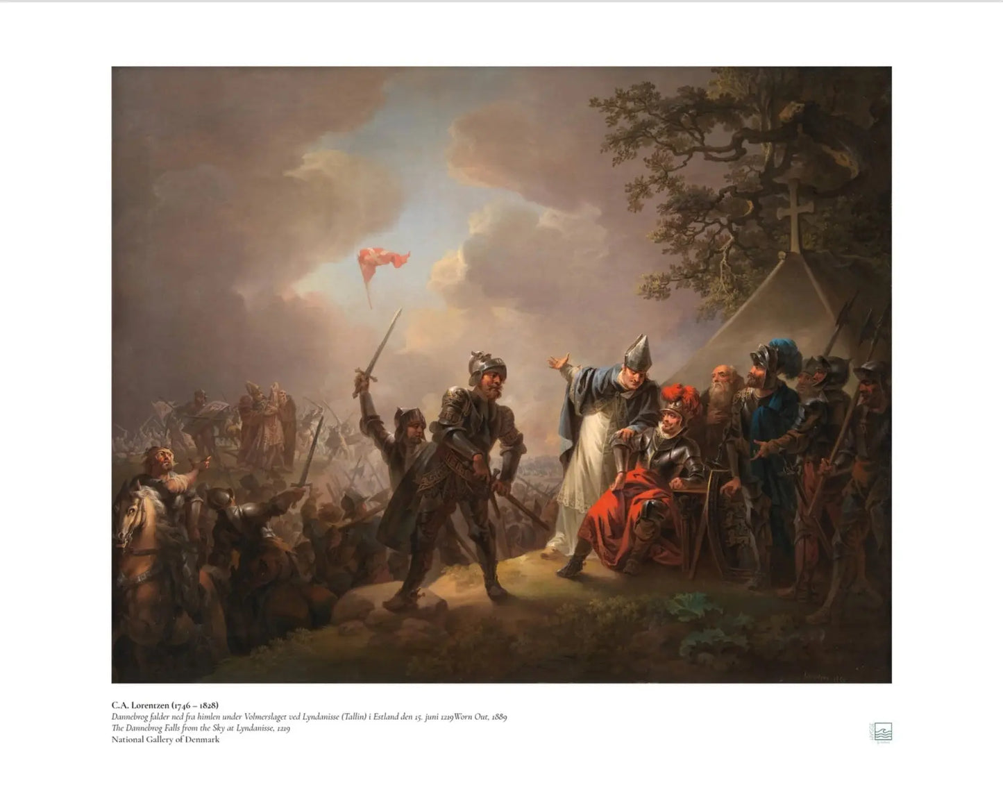 C.A. (Christian August) Lorentzen: Dannebro Falling From the Sky. Danish, Scandinavian art print