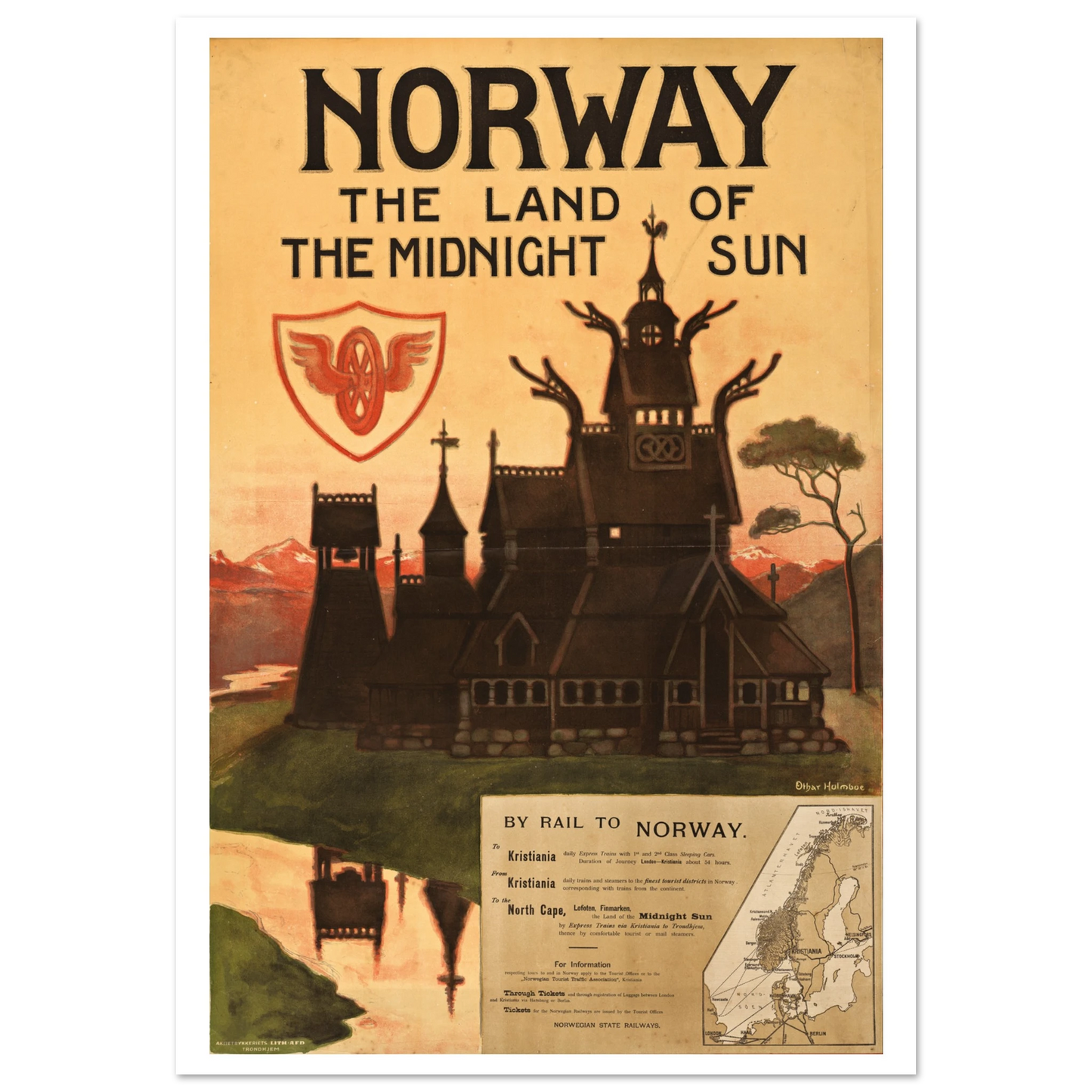 Norway Midnight Sun poster by Othar Holmboe