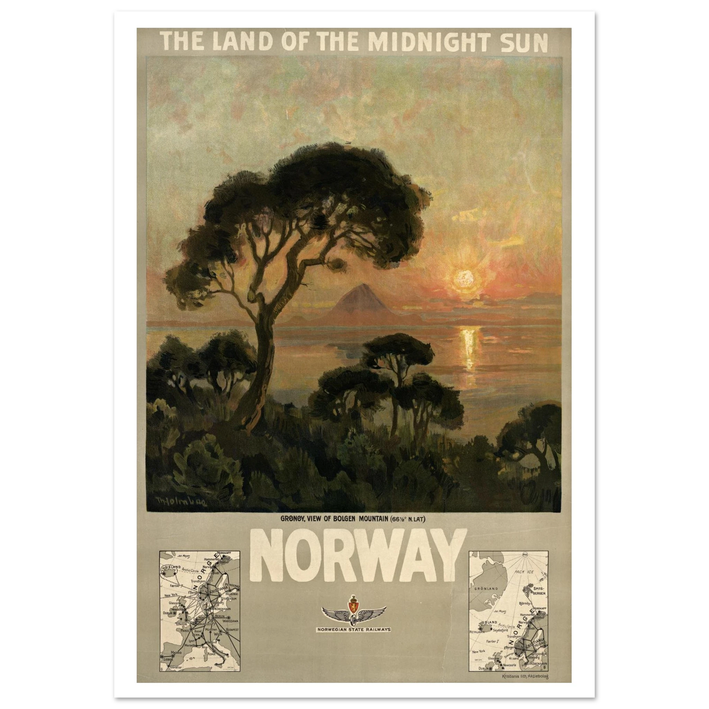 Norway Midnight Sun poster by Thorolf Holmboe