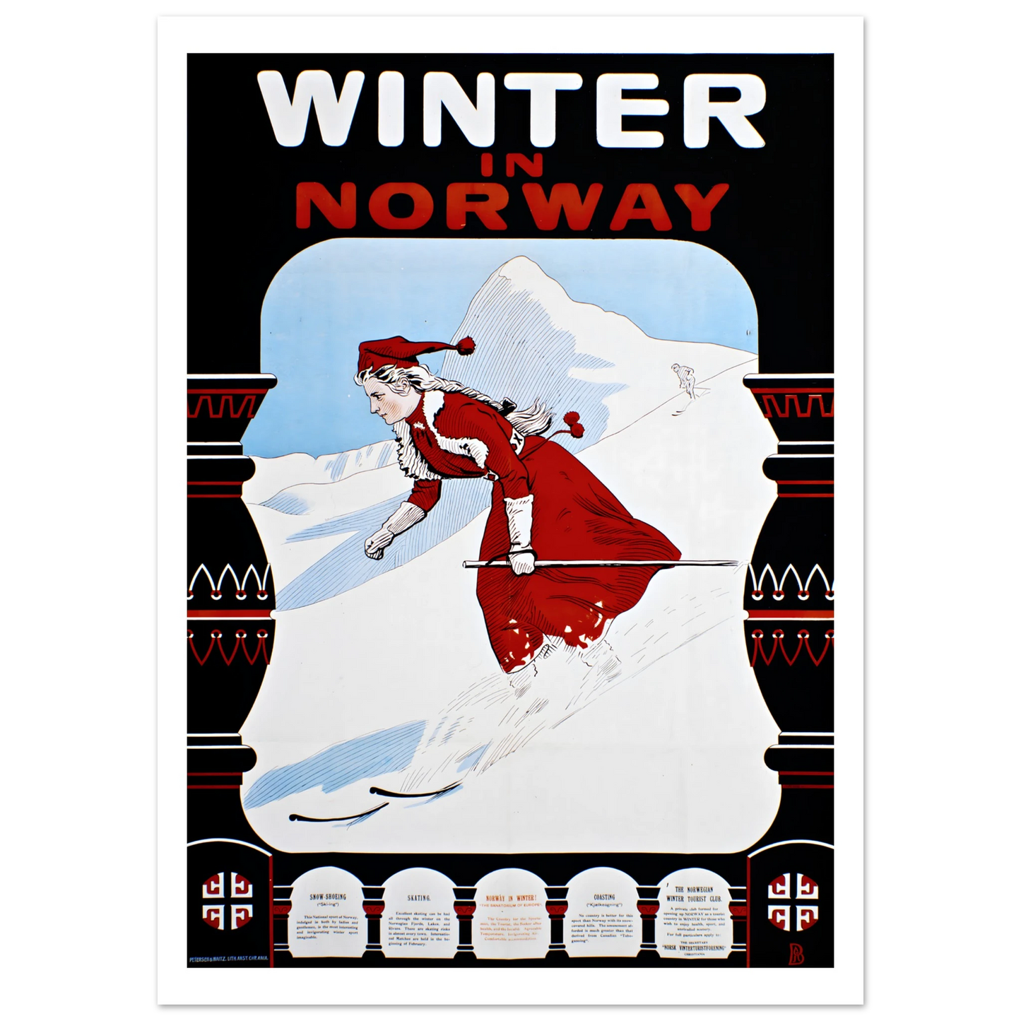 Norway ski wall art with snowy landscape