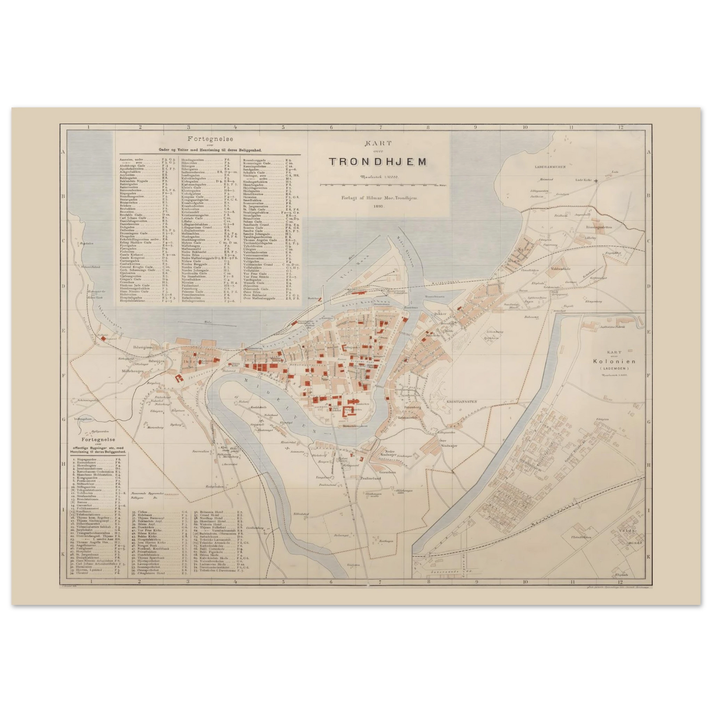 Norwegian city map poster of Trondheim
