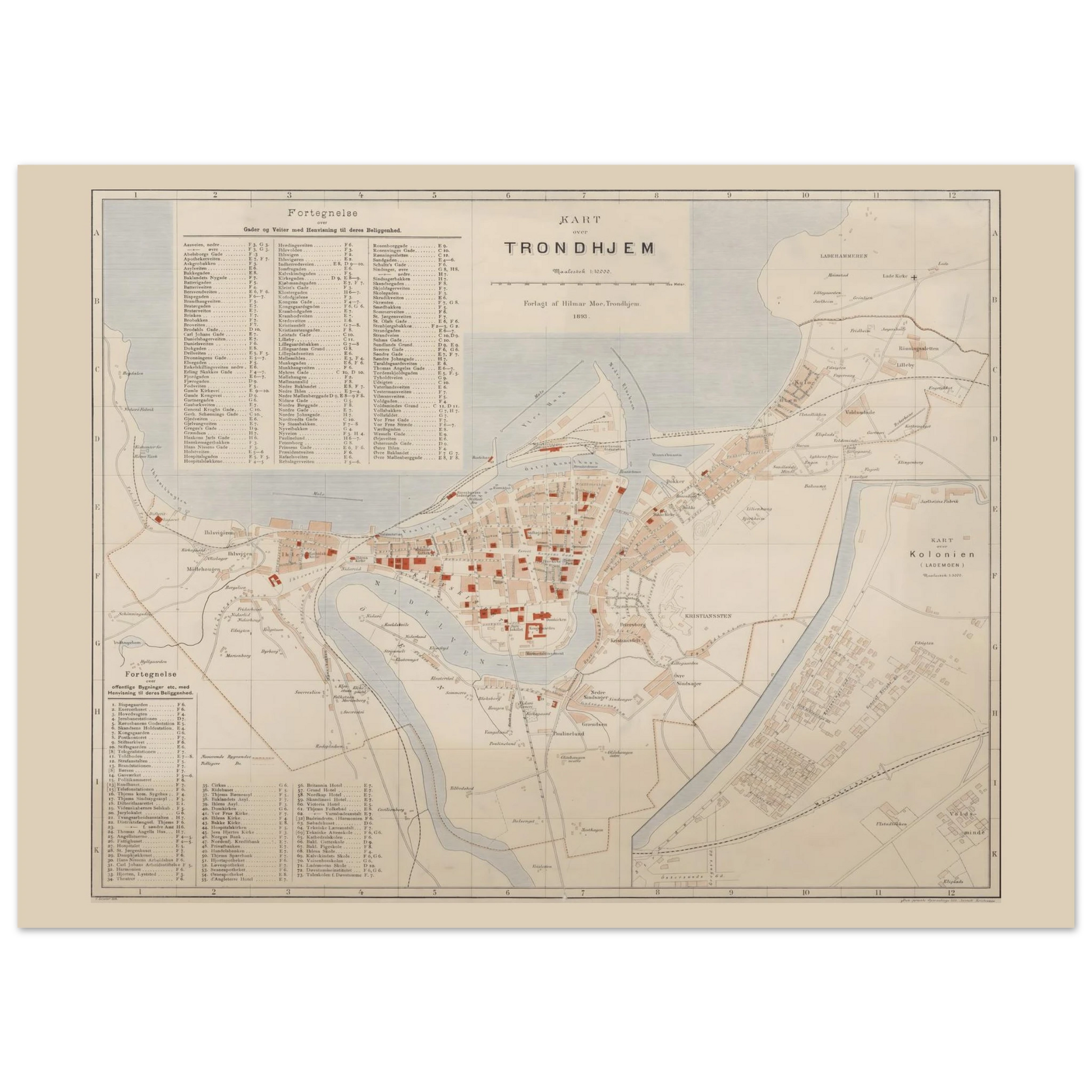 Norwegian city map poster of Trondheim