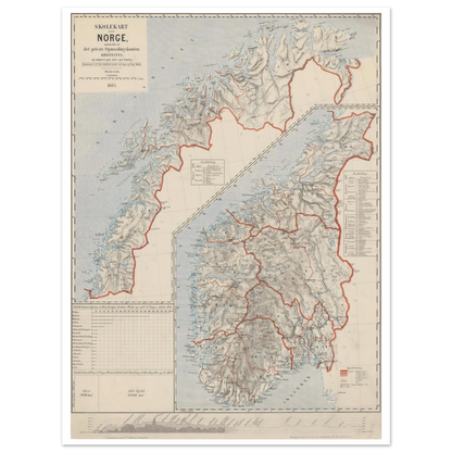 Norwegian school map print on wall