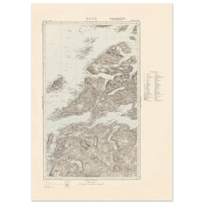 Old Norwegian map print of Bodø region