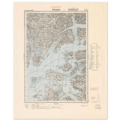 Old Norwegian map print of Stavanger region
