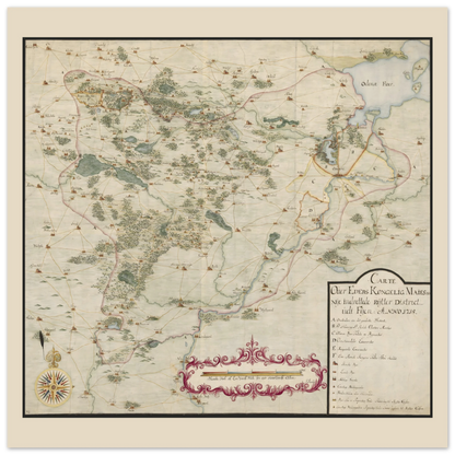 Old map of Funen Denmark poster