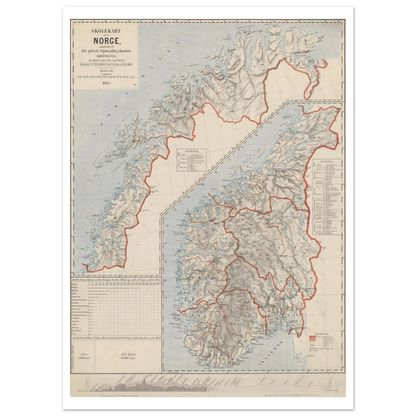 Old map of Norway by Schjøth and Salicath