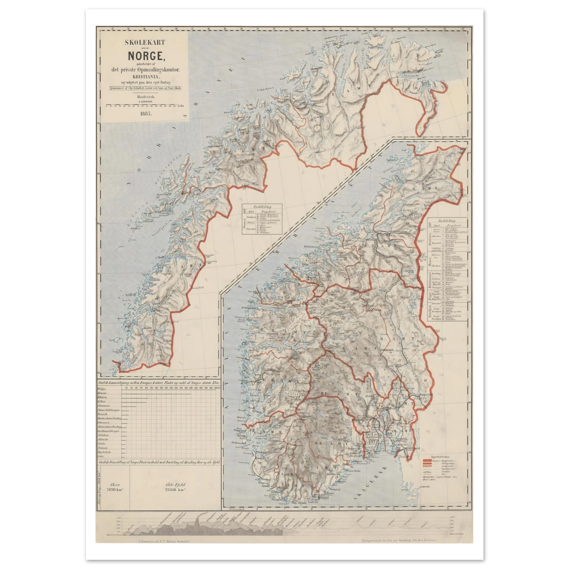 Old map of Norway by Schjøth and Salicath