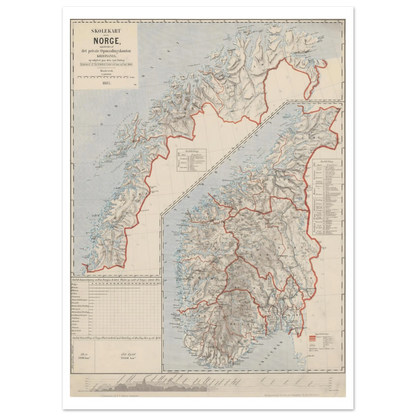 Old map of Norway by Schjøth and Salicath