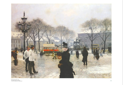 Paul Gustave Fischer, ‘A Winter’s Day on Kongens Nytorv, Copenhagen’ (1888) — Danish city poster with crisp winter light and lively street scene.