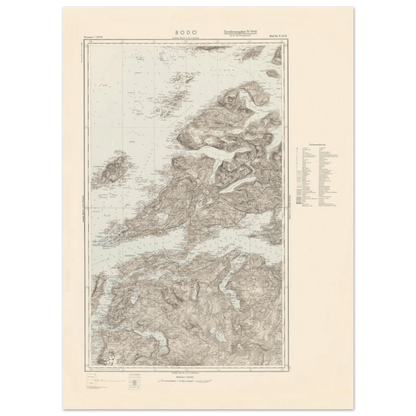 Scandinavian wall art with historic Bodø map