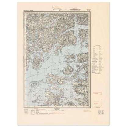 Scandinavian wall art with historic Stavanger map
