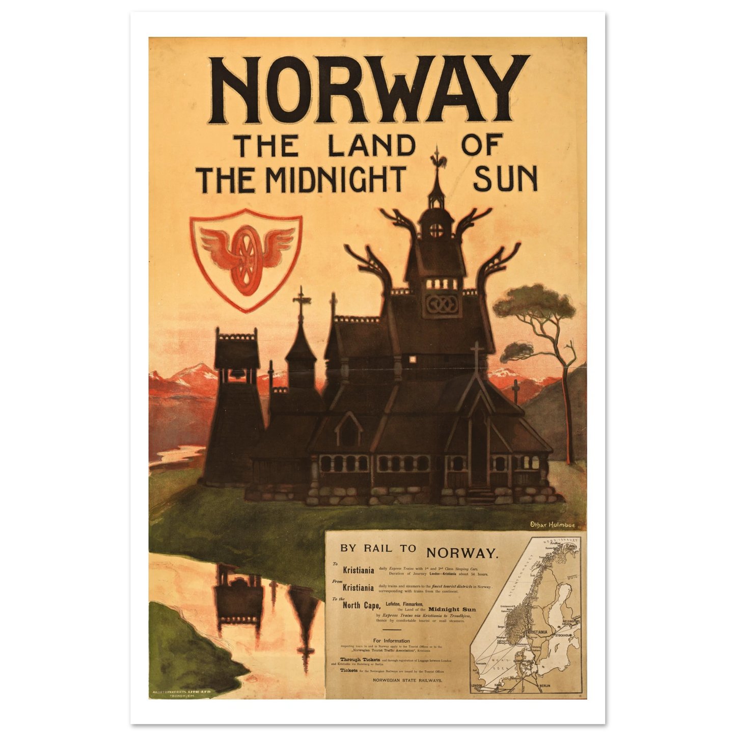 Vintage NSB Norwegian travel poster